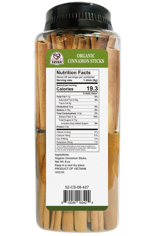 52USA Organic Cinnamon Sticks, 8oz