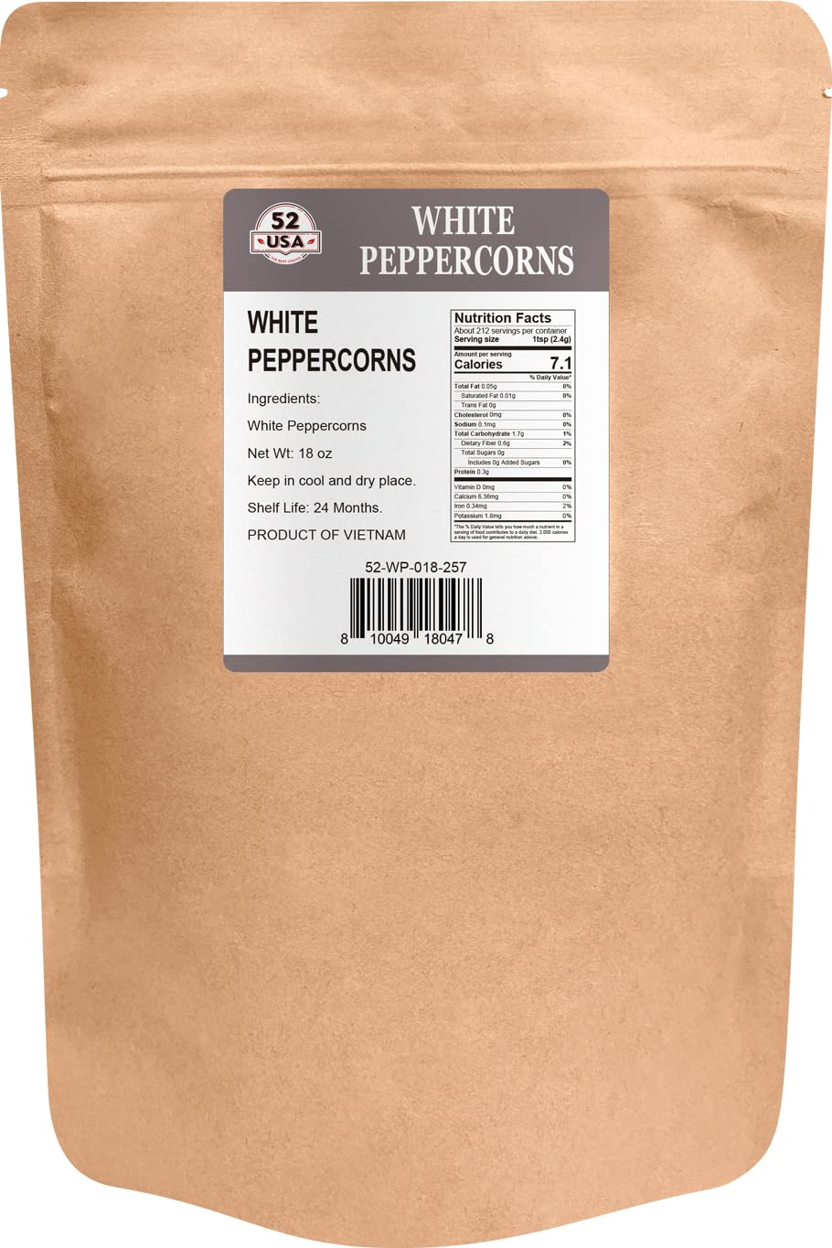 52usa White Whole Peppercorn, 18oz