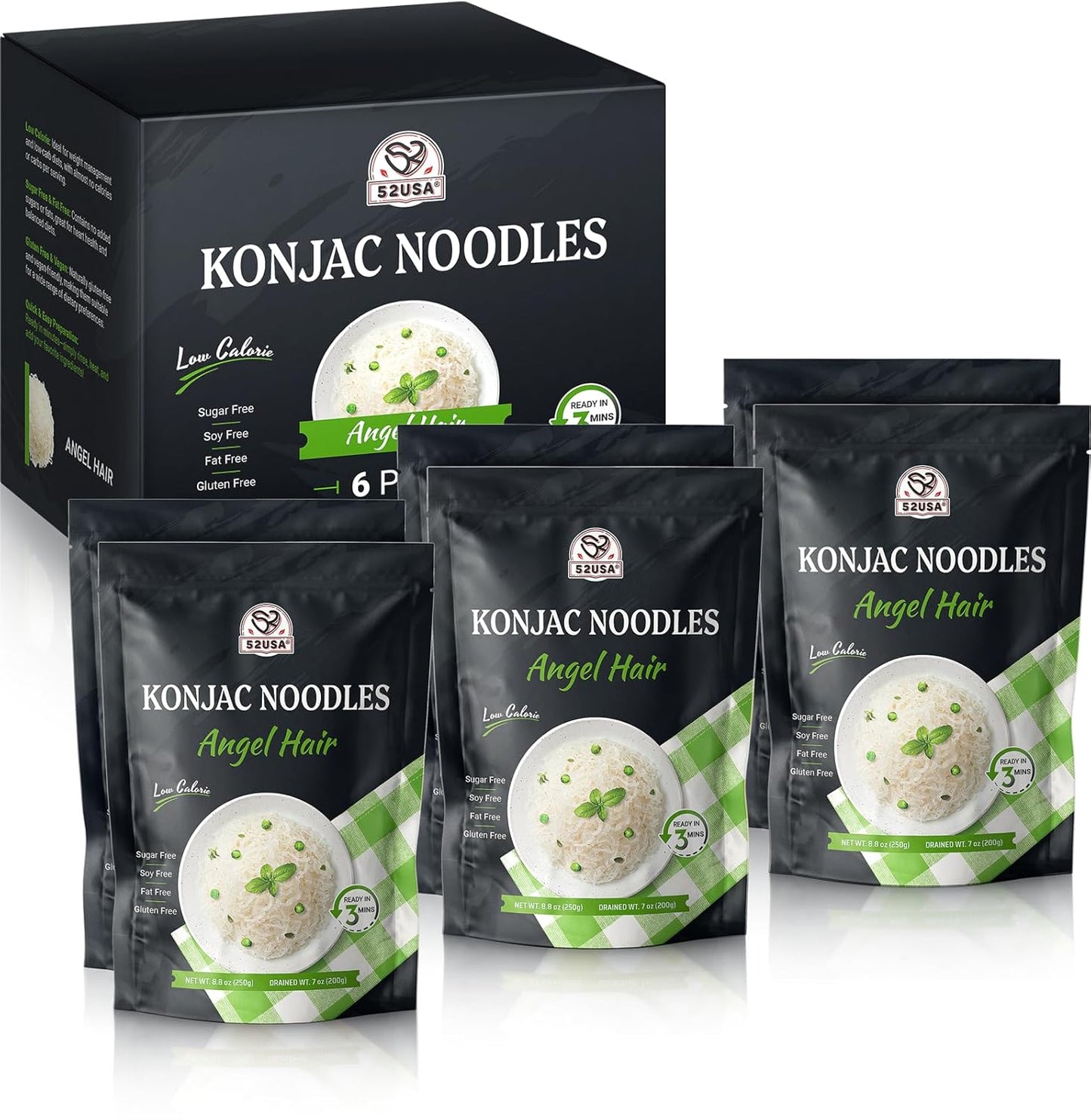 52USA Konjac Shirataki Noodles, Angel Hair, 6-Pack (52.8oz)