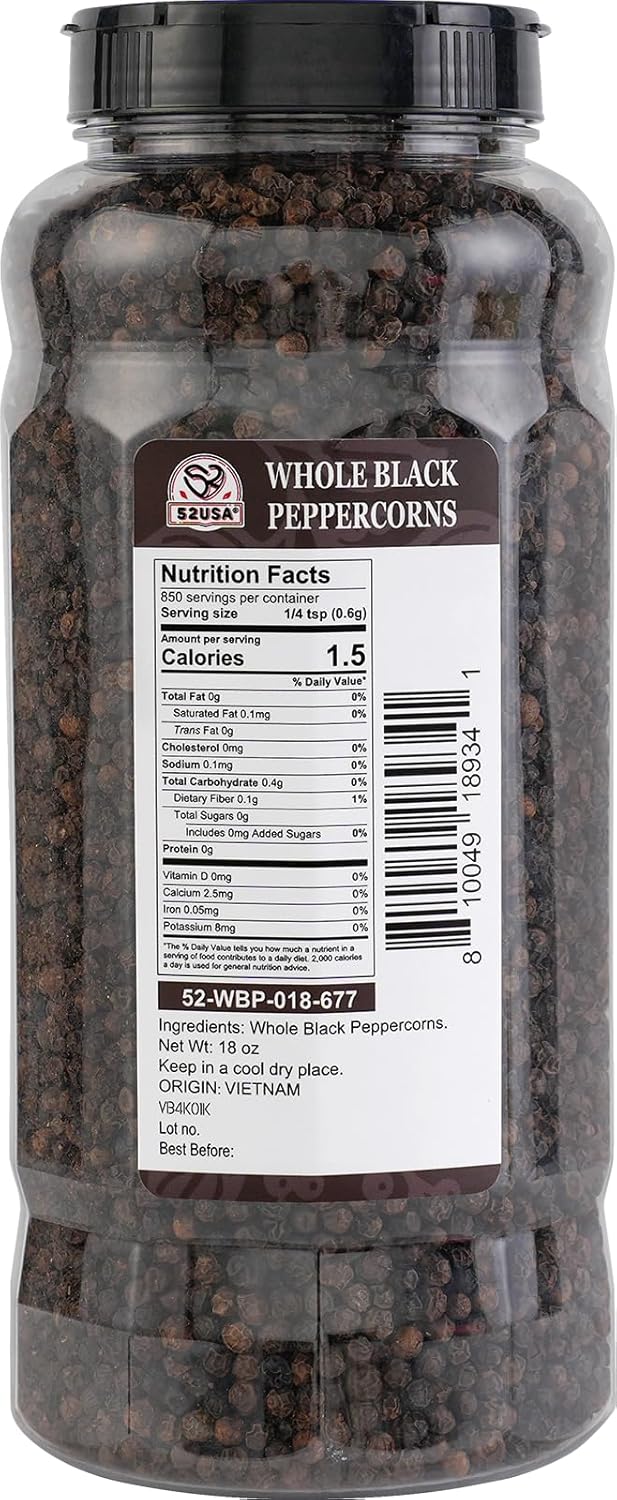 52USA Whole Black Peppercorns