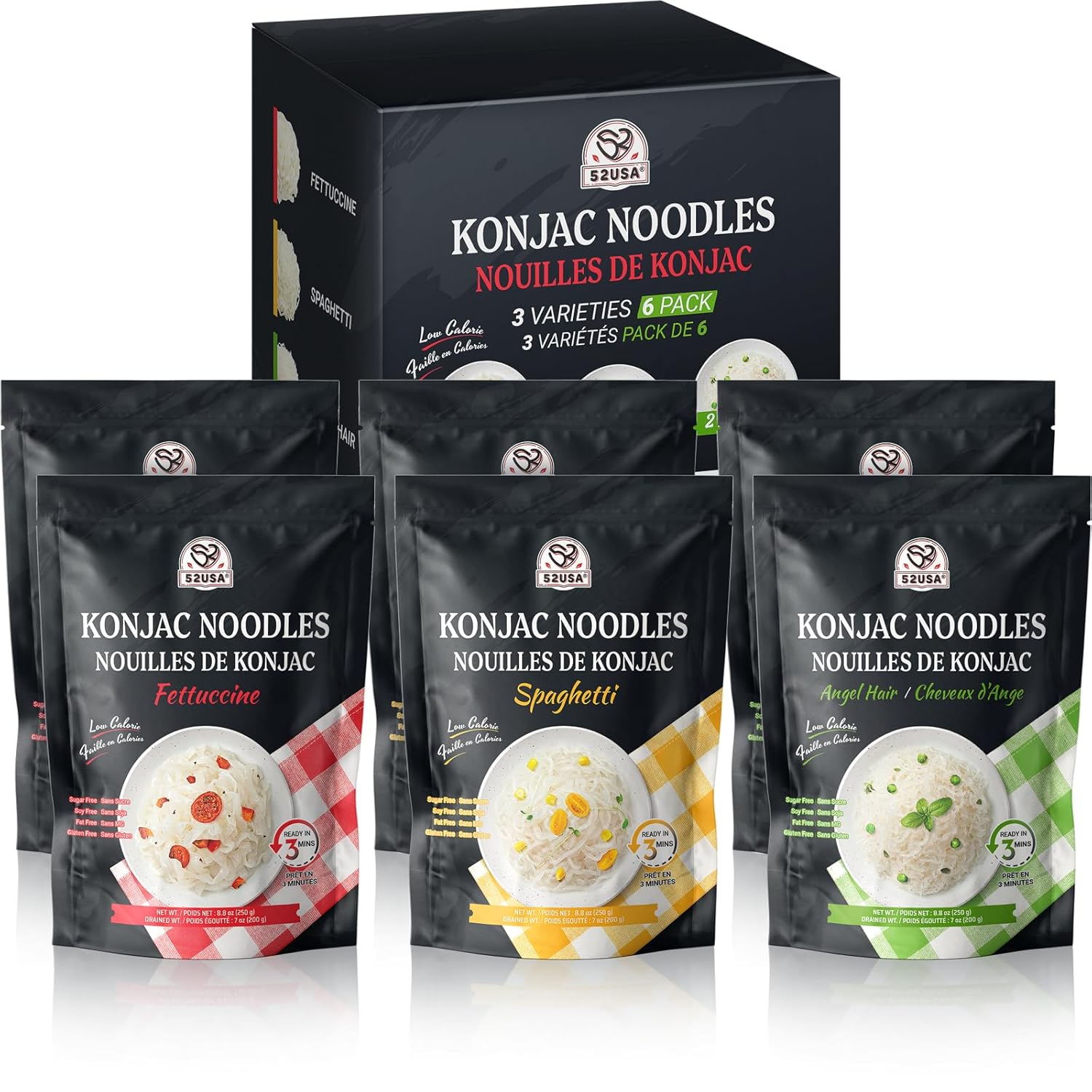 52USA Konjac Shirataki Noodle, Low Carb Pasta 52.8 Oz (1500 g), Keto a