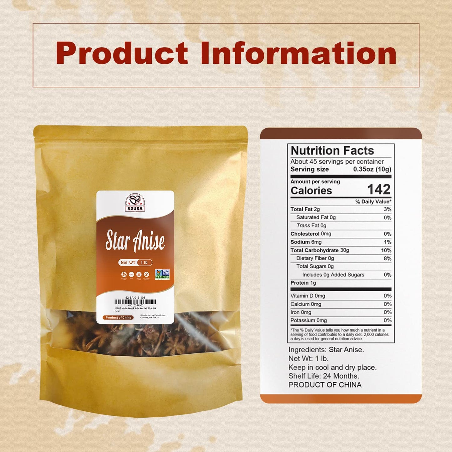 52USA Star Anise Whole, 16oz