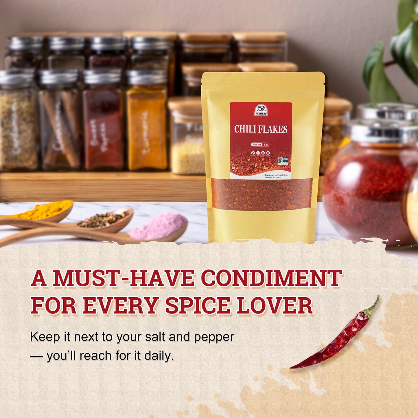 52USA Premium Sichuan Chili Flakes, 8 OZ