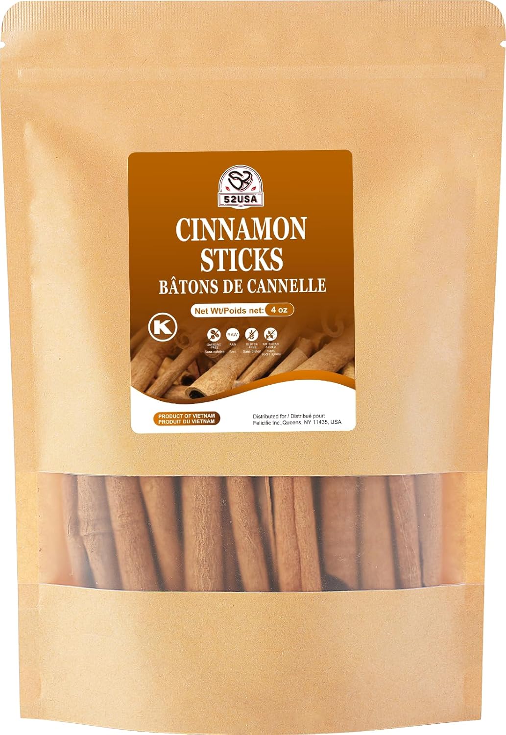 52USA Cinnamon Sticks, Cinnamon 4 oz (113g), Whole Cinnamon Sticks, 10