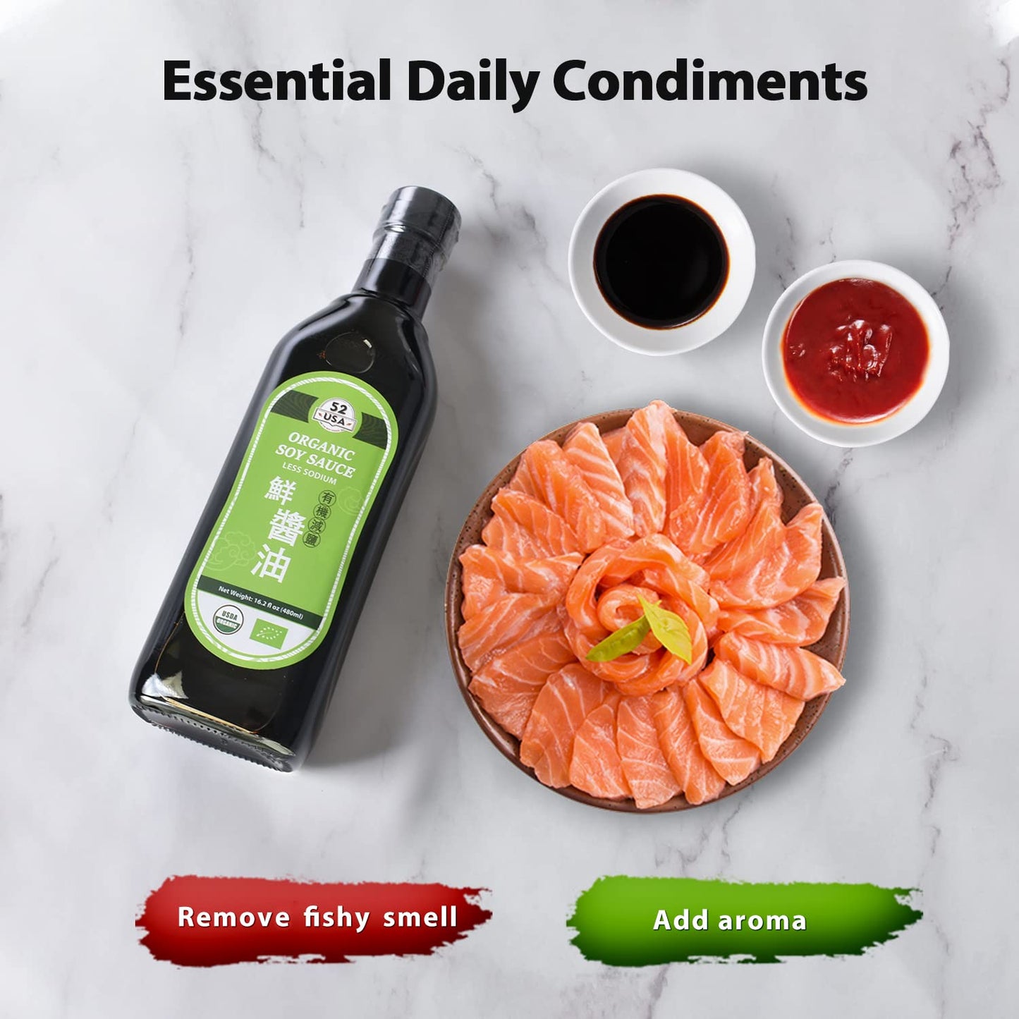 52USA Organic Soy Sauce – Low Sodium, 16.2oz