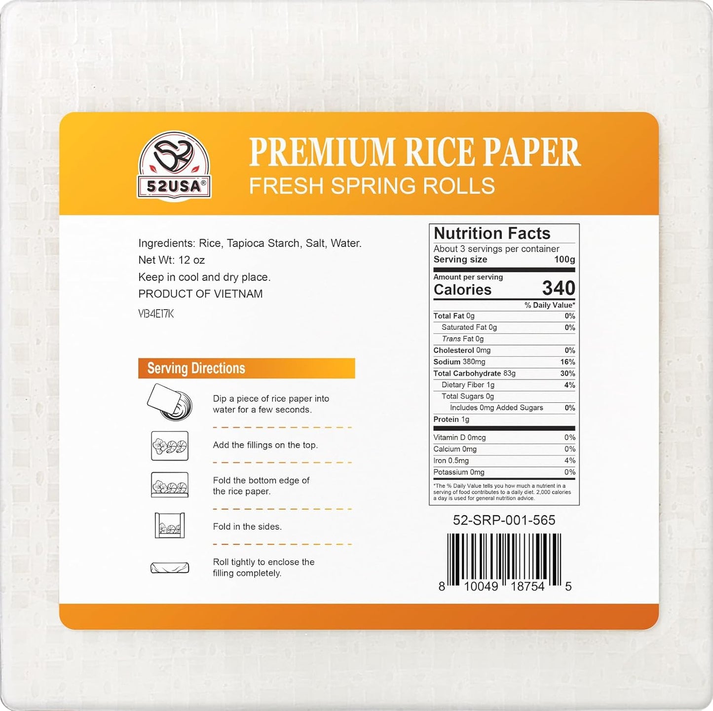 52USA Square Rice Paper