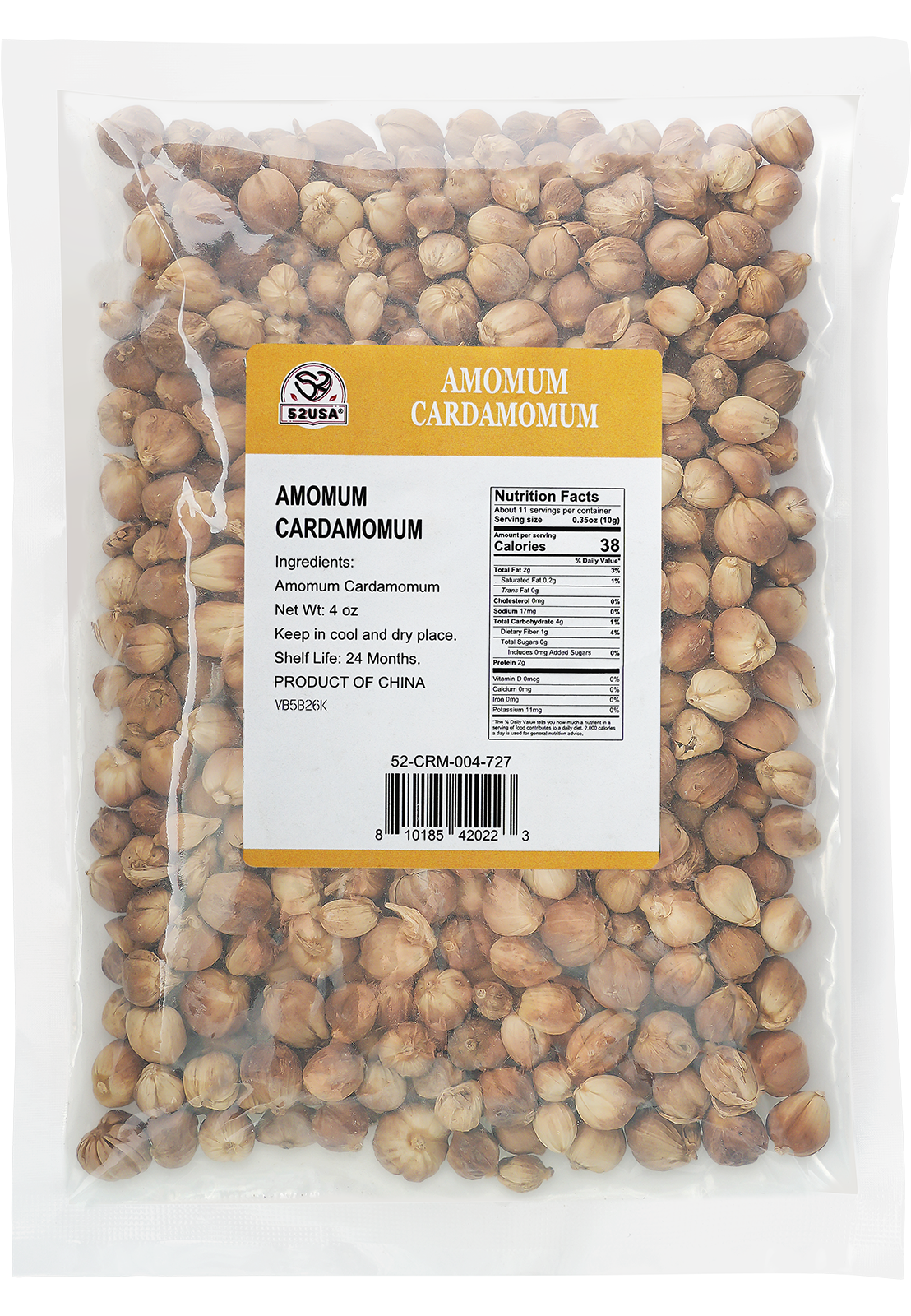 52USA Cardamom Pods, White Cardamom, 4oz–NON GMO Verified, Amomum Cardamomum, Bai Dou Kou, White Cardamom Seeds, Aromatic & Natural, Aromatic Spice for Cooking, Herbal Tea & Traditional Remedies
