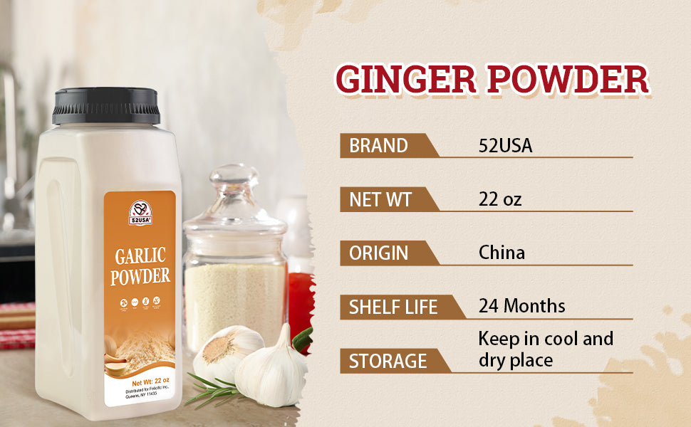 52USA Garlic Powder 22 oz (1.54Lb), Fine Garlic Powder Seasoning for Cooking, Grilled Meats, Salads, Flavor Vegetables and Dressings, Gluten Free