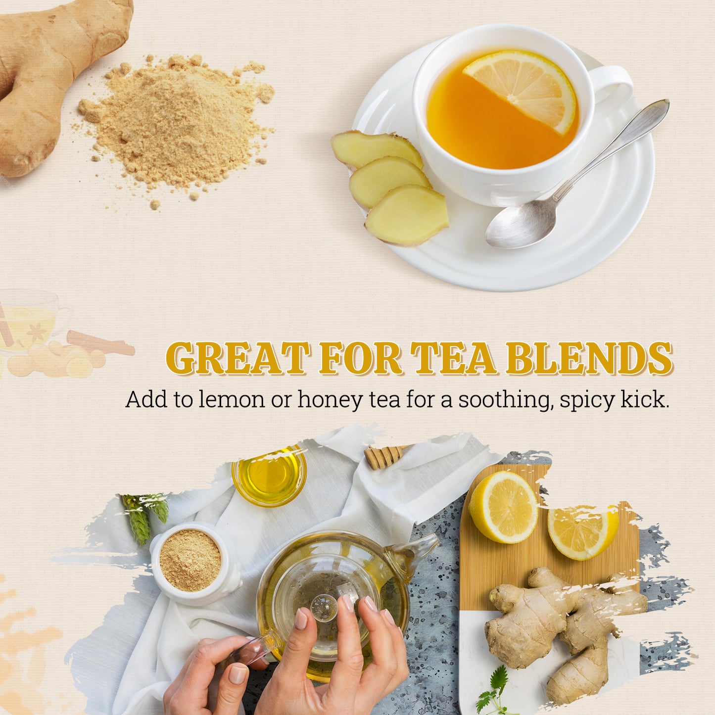 52USA Organic Ginger Powder 8oz, Finely Ground Ginger Root Powder-Premium Spice and Seasoning for Baking, Cooking & Tea, Raw, Gluten Free, Additive Free