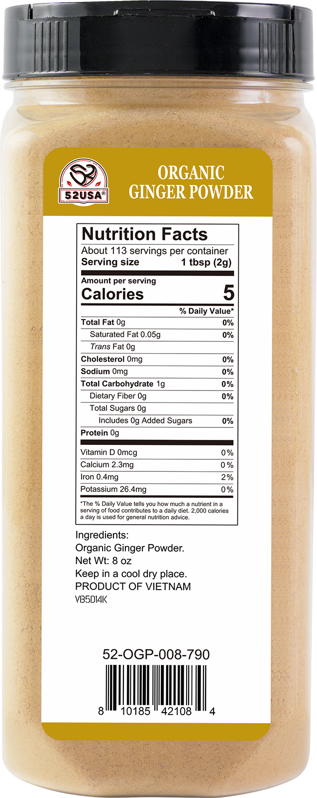 52USA Organic Ginger Powder 8oz