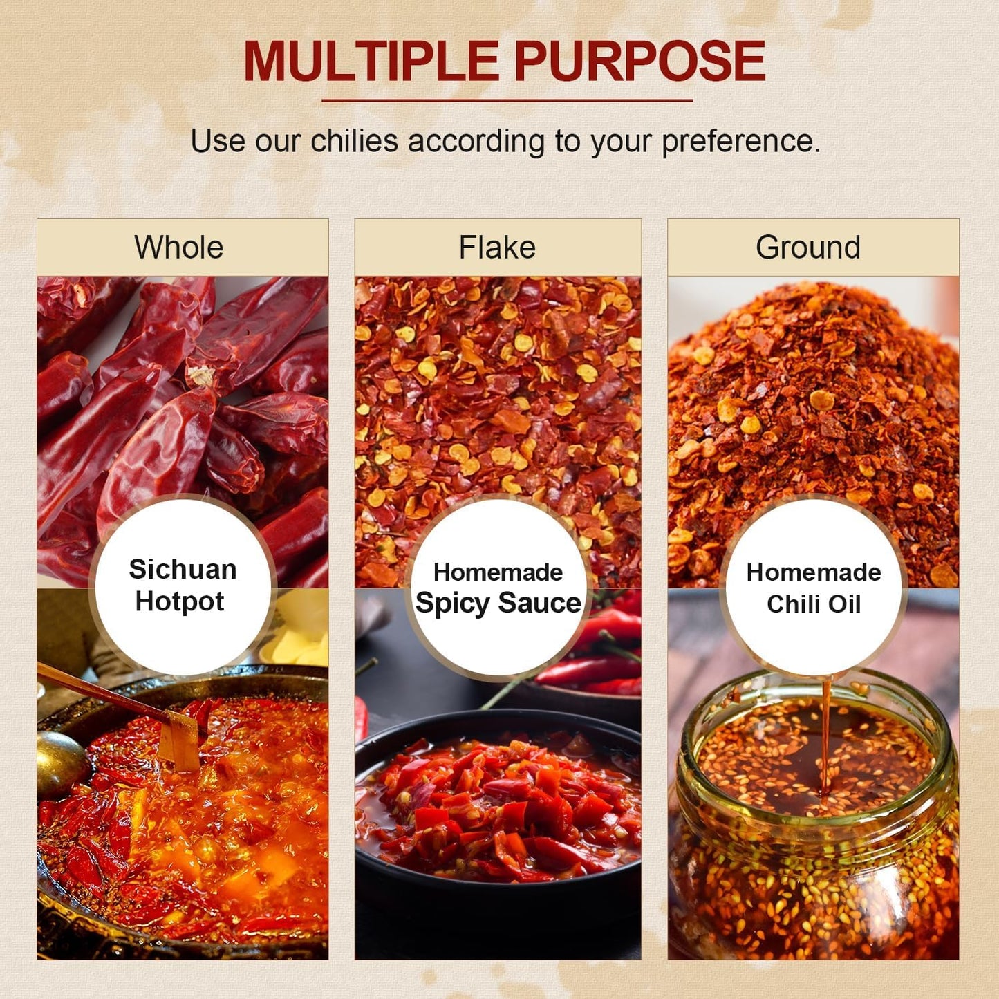 52USA Dried Chilli Peppers, Whole Dried Chilies 4 oz, Mild Spicy Chili Peppers, 100% Natural & Premium Sichuan Red Dry Chilis, Red Chili Peppers, Dry Sichuan Chile Peppers Great for Mexican Recipes