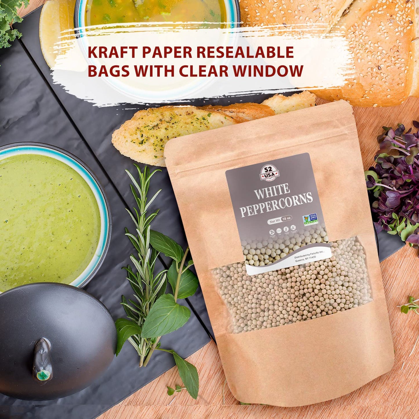 52usa White Whole Peppercorn, 18oz