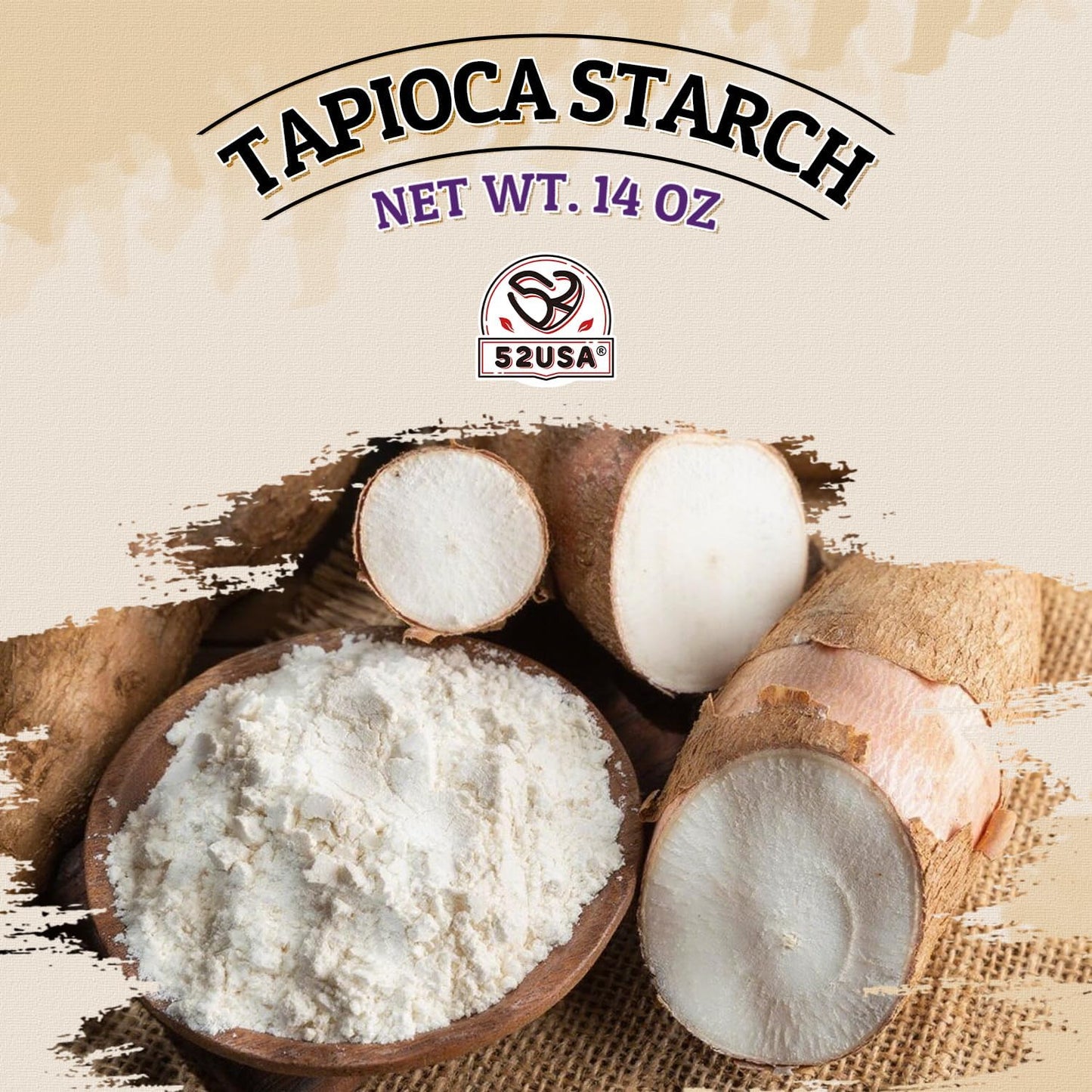 52USA Tapioca Starch, 3 Pack (42oz Total) | Tapioca Flour from Cassava Root | Gluten Free Flour Substitute