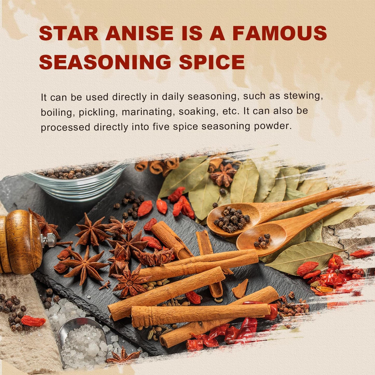 52USA Star Anise, Whole Chinese Star Anise 4oz (113g), NON‑GMO Verified Aromatic Anise Star for Pho Broth, Mulled Wine, Tea, Braising Meat, Baking, Whole Chinese Star Anise Pods, Resealable Bag