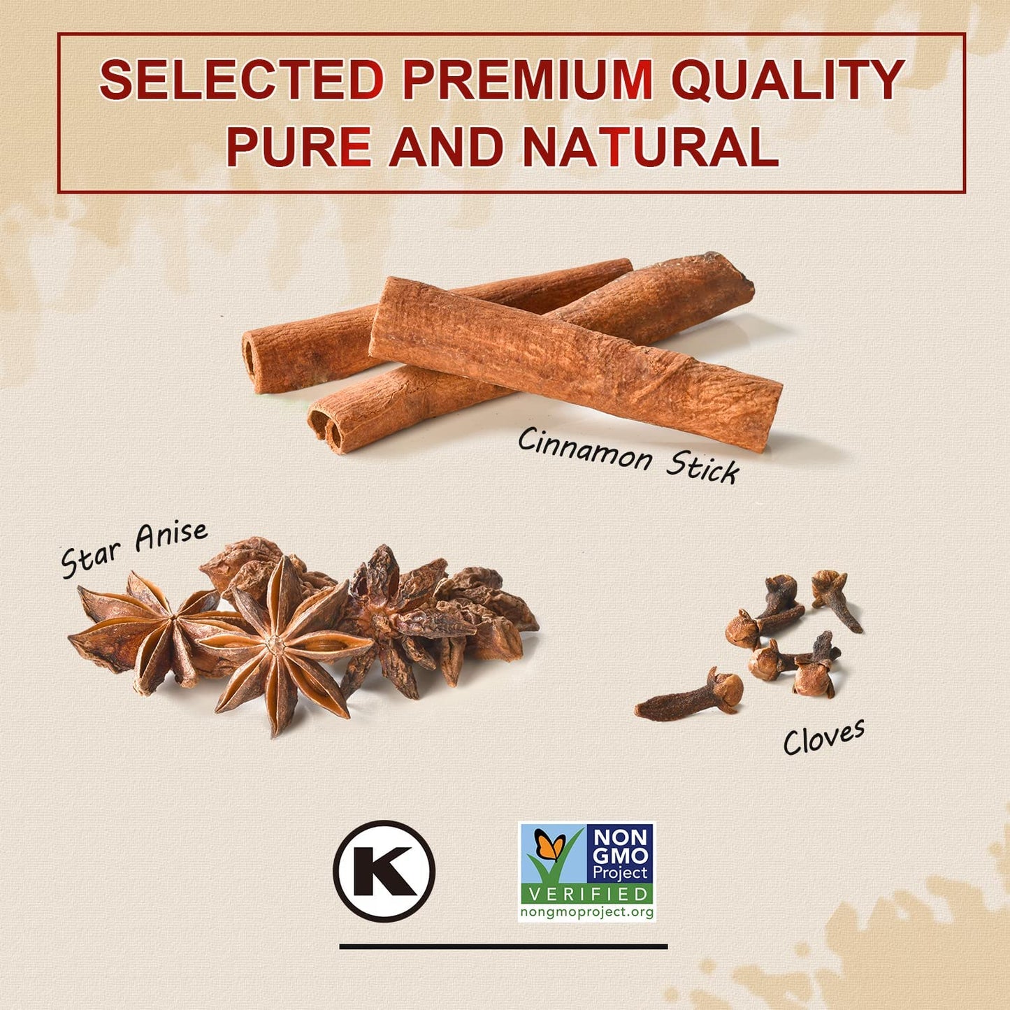 52USA Cinnamon Sticks, Star Anise, Whole Cloves - 4oz Each, All Natural Spice Set, No Preservatives, Perfect Kitchen Refill, Spice Gift Set