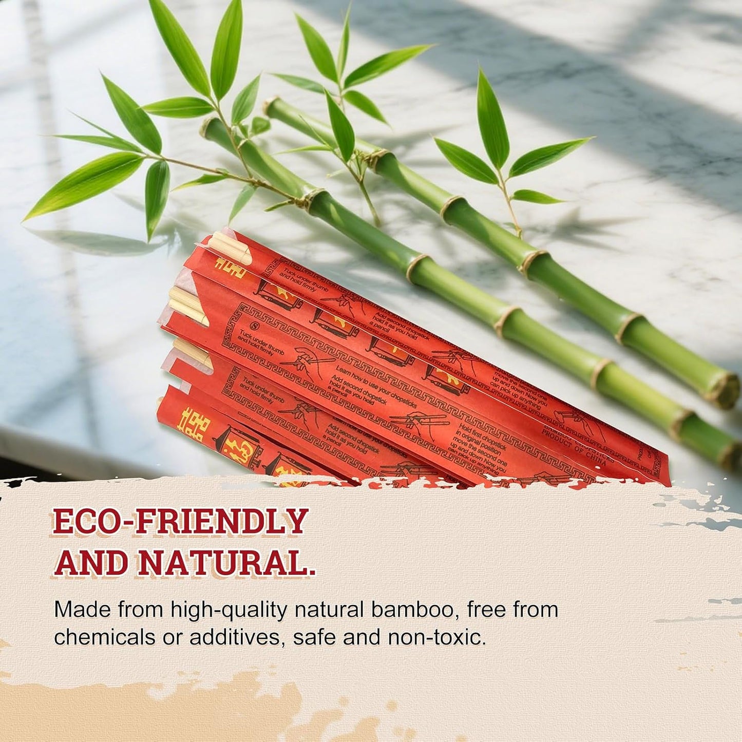 52USA Disposable Bamboo Chopsticks, 9" (1000 Pairs)