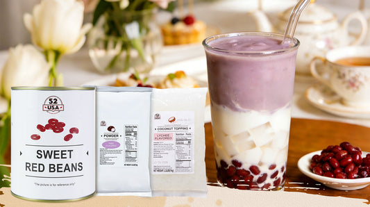 Creamy Taro Coconut Jelly Milk Tea with Red Bean