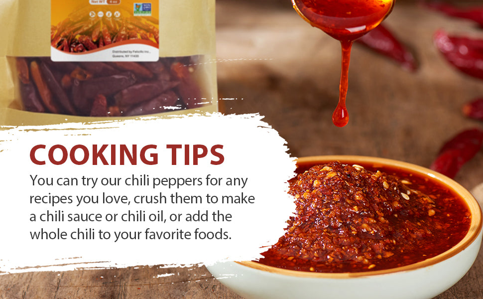 52USA Dried Chilli Peppers, Whole Dried Chilies 4 oz, Mild Spicy Chili Peppers, 100% Natural & Premium Sichuan Red Dry Chilis, Red Chili Peppers, Dry Sichuan Chile Peppers Great for Mexican Recipes