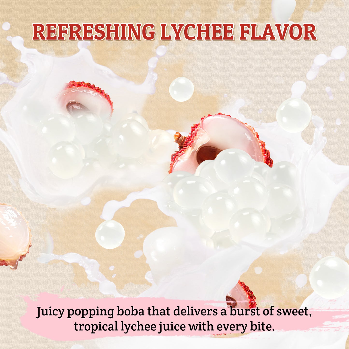 52USA 7.05 lb Lychee Popping Boba Peals, Bursting Popping Boba for Bubble Tea, Beverages, Ice Cream, Shakes, Yogurt, Desserts, Smoothies & Drinks Toppings(3.2kg)