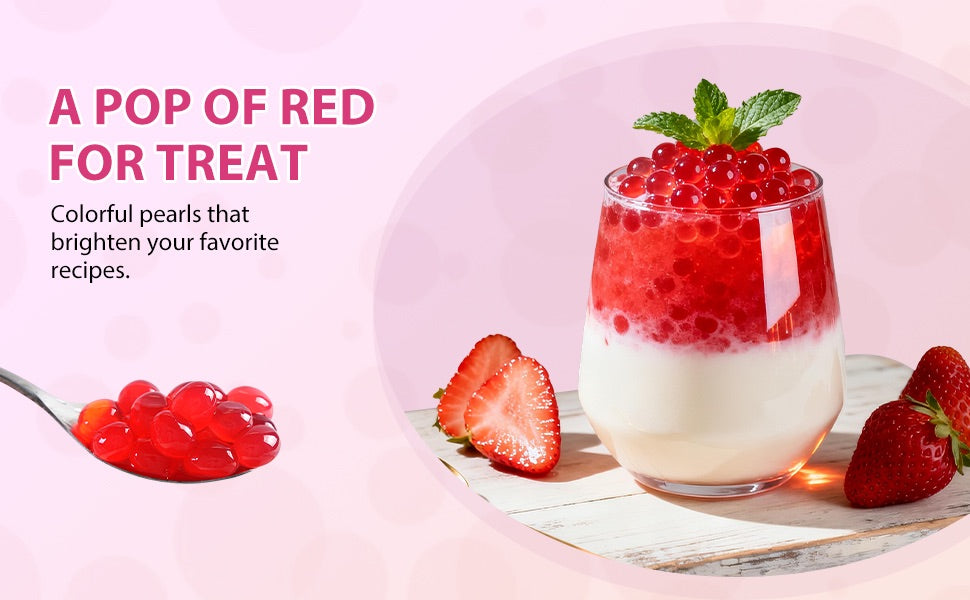 52USA Taro Strawberry Bubble Tea Kit: Taro Powder 1kg + Strawberry Popping Boba 550g – DIY Summer Drink Duo