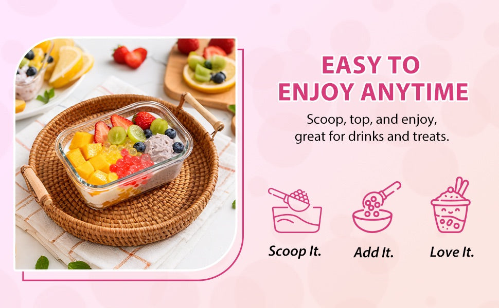 52USA Taro Strawberry Bubble Tea Kit: Taro Powder 1kg + Strawberry Popping Boba 550g – DIY Summer Drink Duo