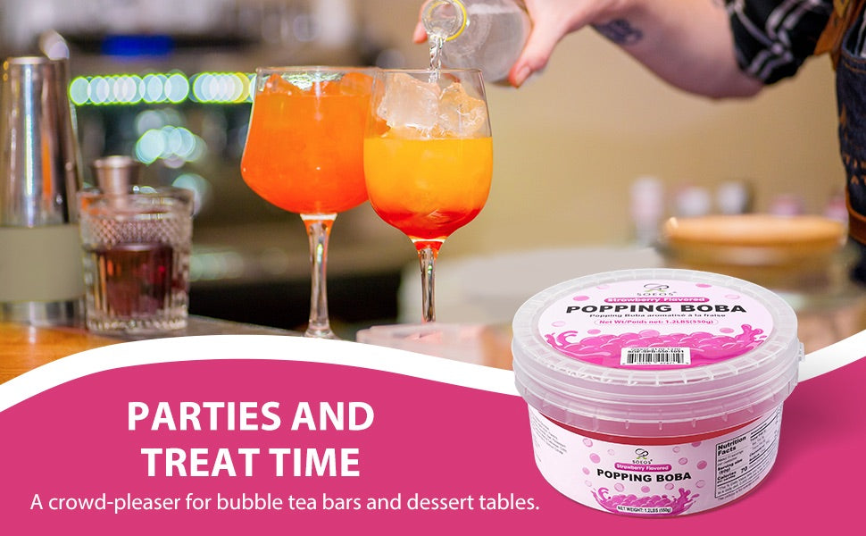 52USA Taro Strawberry Bubble Tea Kit: Taro Powder 1kg + Strawberry Popping Boba 550g – DIY Summer Drink Duo