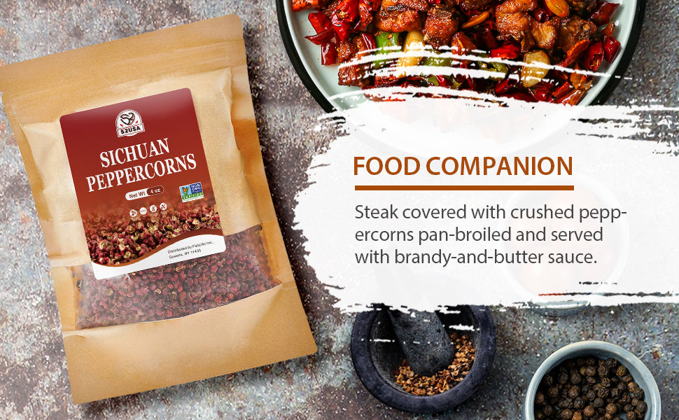 52USA Sichuan Peppercorn, Szechuan Peppercorns(4OZ), Authentic Szechuan Red Peppercorn, Less Seeds, Strong Flavor, Whole Sichuan Red Peppercorns, Tingly Numbness, Key for Mapo Tofu and Sichuan Dishes