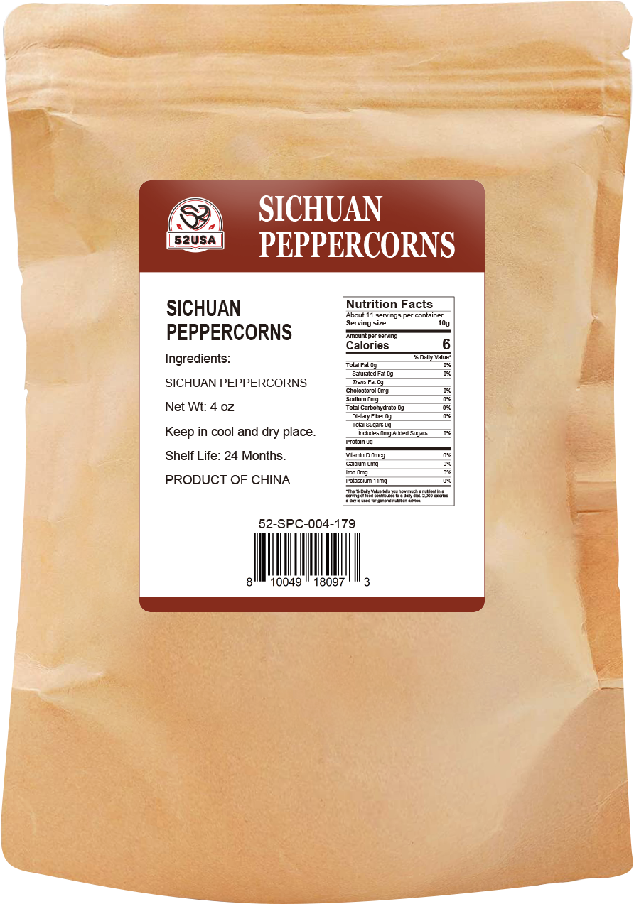 52USA Sichuan Peppercorn, Szechuan Peppercorns(4OZ), Authentic Szechuan Red Peppercorn, Less Seeds, Strong Flavor, Whole Sichuan Red Peppercorns, Tingly Numbness, Key for Mapo Tofu and Sichuan Dishes