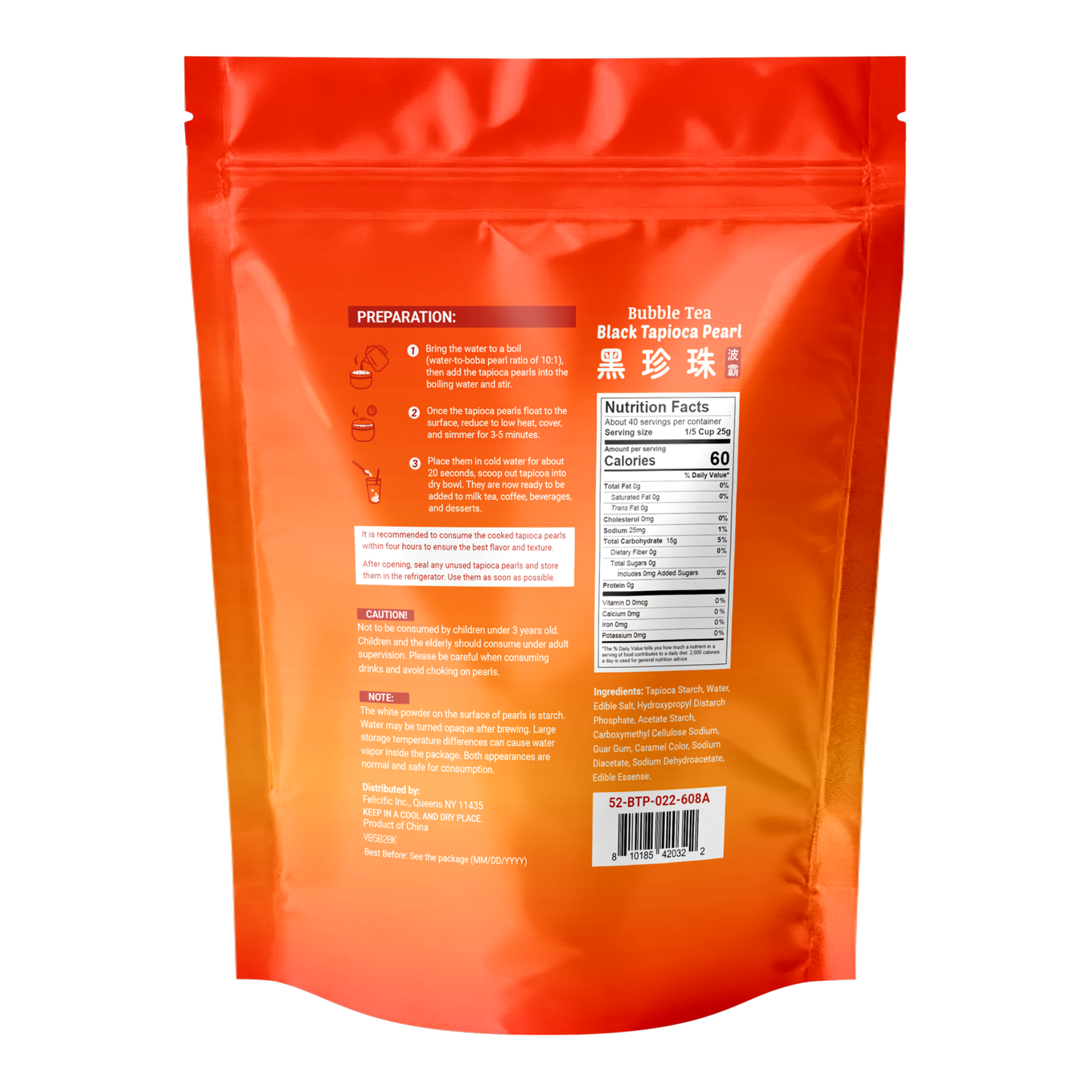 52USA Boba Tapioca Pearls 2.2LB, Fresh Bubble Tea Pearl, Quick Cook Black Plearls for Milk Tea, Smoothies, Desserts and Drinks-Ready in 5 Minutes