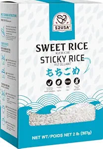 52USA Sweet Sticky Rice 2 Pound (32 Ounce), Premium Glutinous Rice Gluten-Free, Vegan, All Natural, White Rice, Rich in Fibers and Minerals, 907g (Pack of 1)