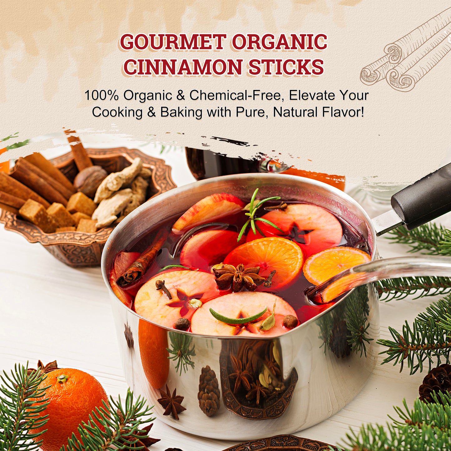 52USA Cinnamon Sticks, Cinnamon 4 oz (113g), Whole Cinnamon Sticks, 100% Raw, Kosher Certified, Gluten Free, Pure & Fresh Cinnamon, Perfect for Baking, Cooking & Beverages