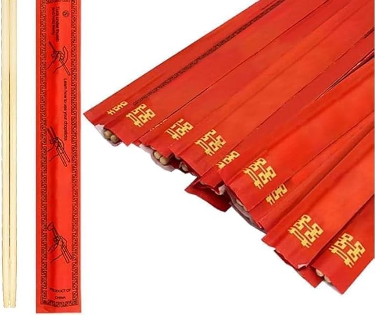 52USA Disposable Bamboo Chopsticks (500 Sets), Wooden Japanese Chopstick Bulk, 9'' Long Chopsticks Disposable, Individually Wrapped Chinese Chopstick
