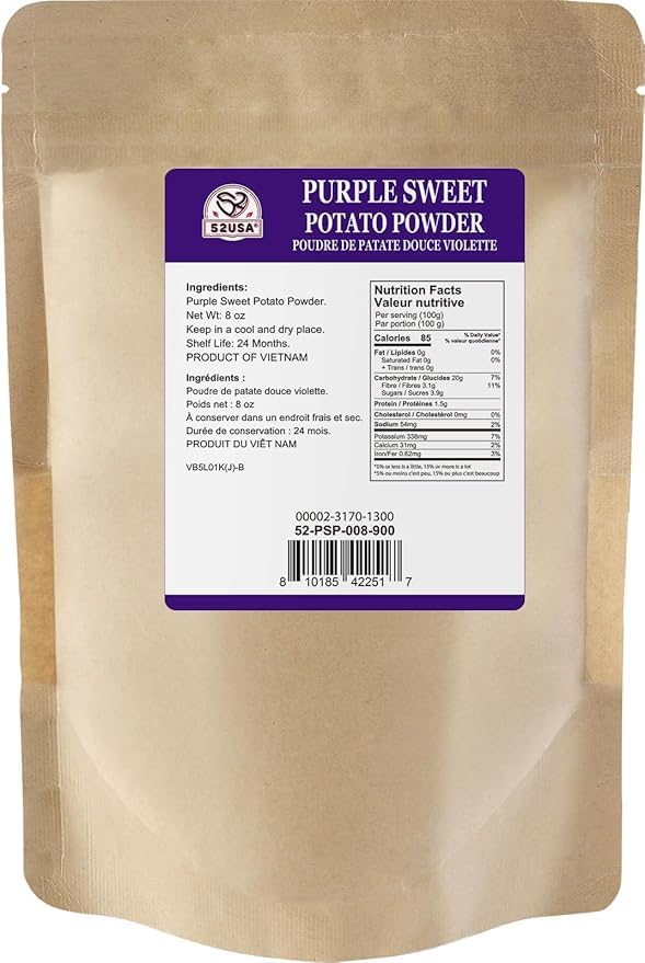 52USA Ube Powder 8 Oz, Purple Sweet Potato Powder, Natural Food Coloring