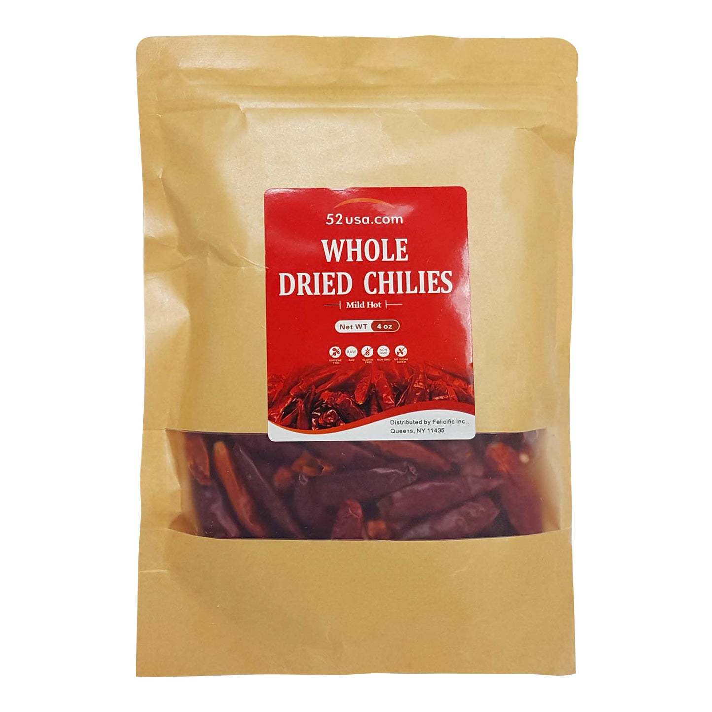 52USA Dried Chilli Peppers, Whole Dried Chilies 4 oz, Mild Spicy Chili Peppers, 100% Natural & Premium Sichuan Red Dry Chilis, Red Chili Peppers, Dry Sichuan Chile Peppers Great for Mexican Recipes