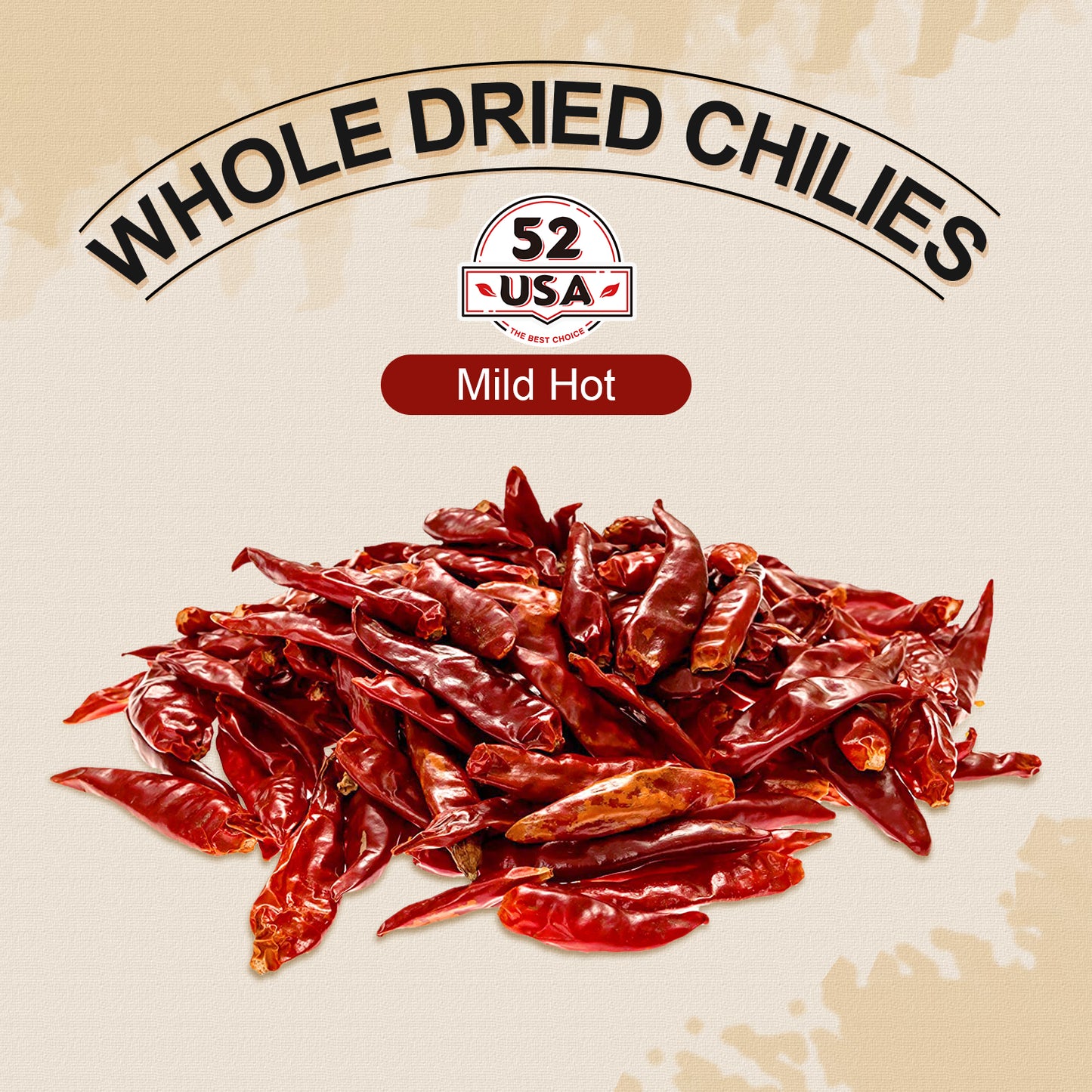 52USA Dried Chilli Peppers, Whole Dried Chilies 4 oz, Mild Spicy Chili Peppers, 100% Natural & Premium Sichuan Red Dry Chilis, Red Chili Peppers, Dry Sichuan Chile Peppers Great for Mexican Recipes