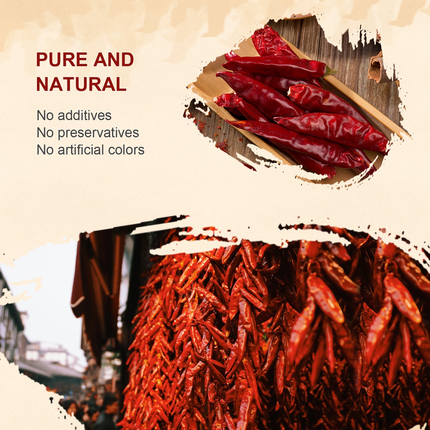 52USA Dried Chilli Peppers, Whole Dried Chilies 4 oz, Mild Spicy Chili Peppers, 100% Natural & Premium Sichuan Red Dry Chilis, Red Chili Peppers, Dry Sichuan Chile Peppers Great for Mexican Recipes