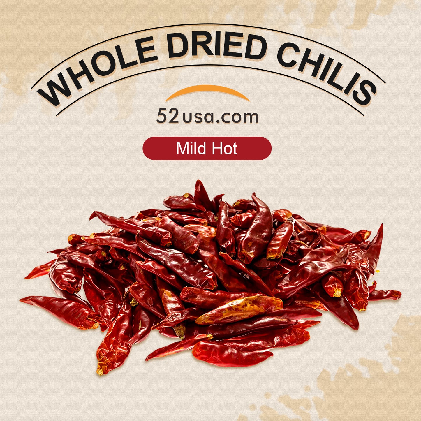 52USA Dried Chilli Peppers, Whole Dried Chilies 4 oz, Mild Spicy Chili Peppers, 100% Natural & Premium Sichuan Red Dry Chilis, Red Chili Peppers, Dry Sichuan Chile Peppers Great for Mexican Recipes