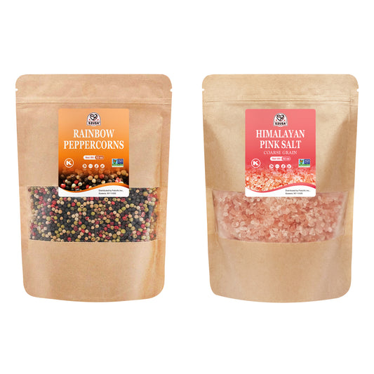 Rainbow peppercorns 12oz + Himalayan Pink Salt coarse 2lb