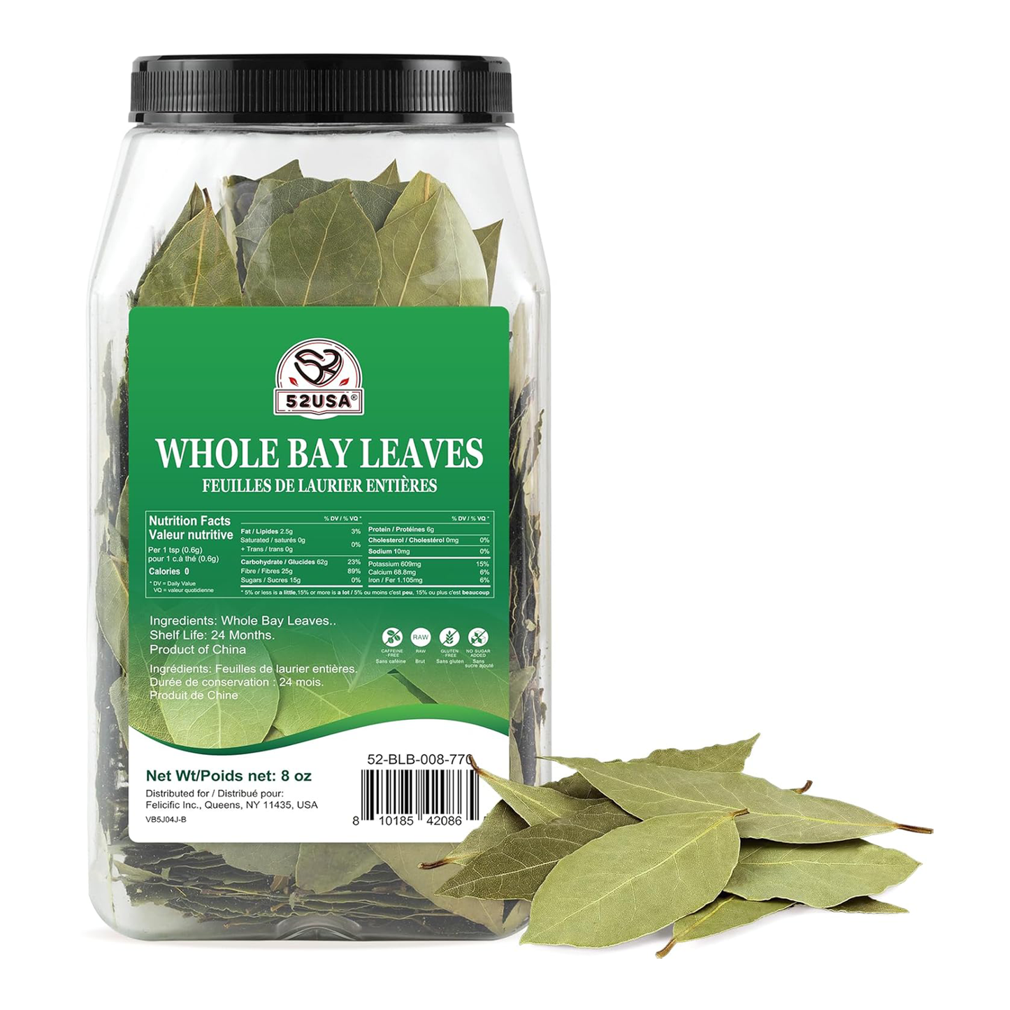 52USA Bay Leaves Whole, 8 oz, Dried Bay Leaves, All Natural, Gluten Free, Caffeine Free, No Sugar, Laurel Herbs for Cooking