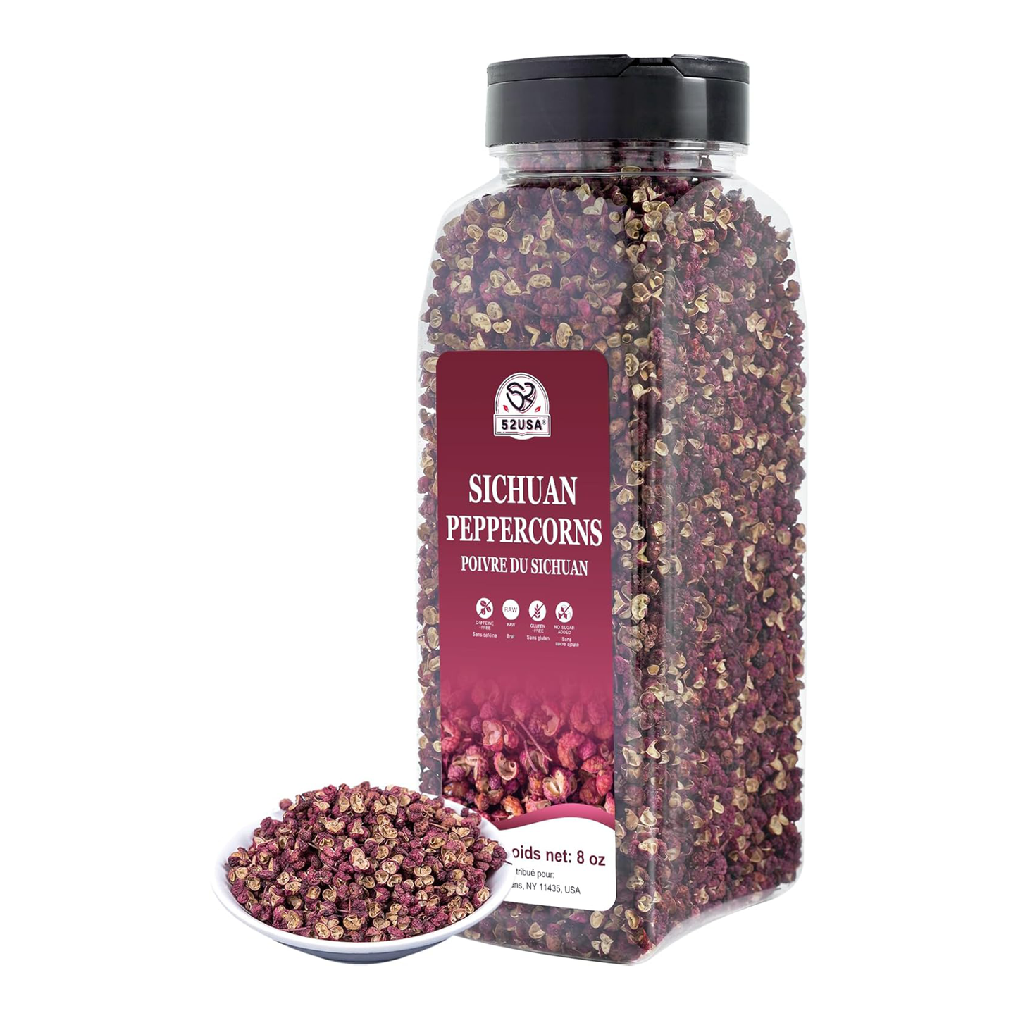 52USA Sichuan Peppercorns – Whole Red, 8oz Bottle