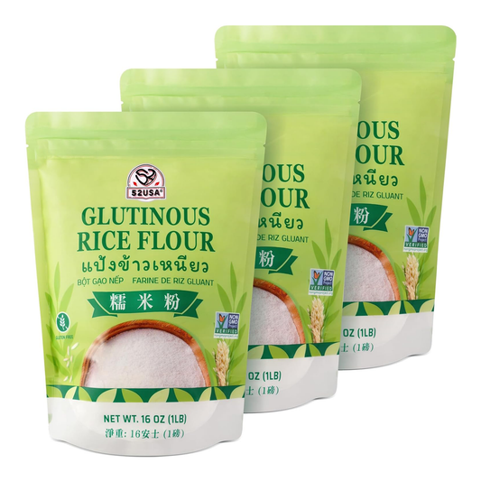 52USA Glutinous Rice Flour 48 Ounce (Basic), 1 Pound (Pack of 3), Rice Flour for Baking or Cooking, Product of THAILAND, All Natural White Rice Flour, Vegan