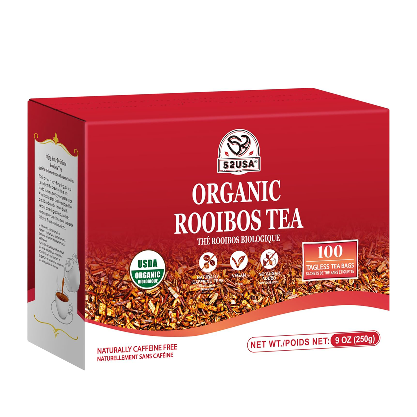 52USA Organic Rooibos Tea – 100 Tea Bags, 9oz