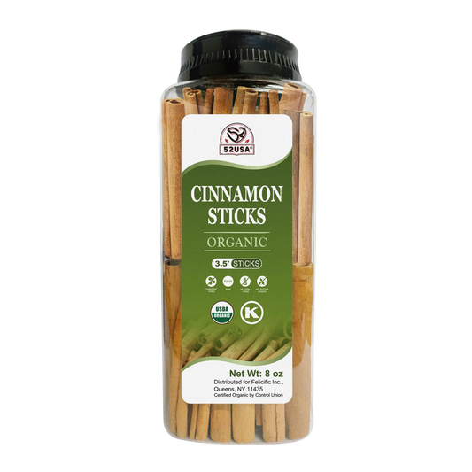 52USA Organic Cinnamon Sticks 8oz (226g) – Whole Cinnamon Sticks, 100% Raw, USDA Organic & Kosher Certified, Non-GMO, Gluten Free, Pure & Fresh Spice for Baking, Cooking & Beverages