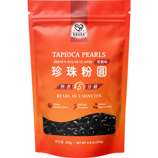 52USA Black Sugar Boba Tapioca Pearls, 8.8oz