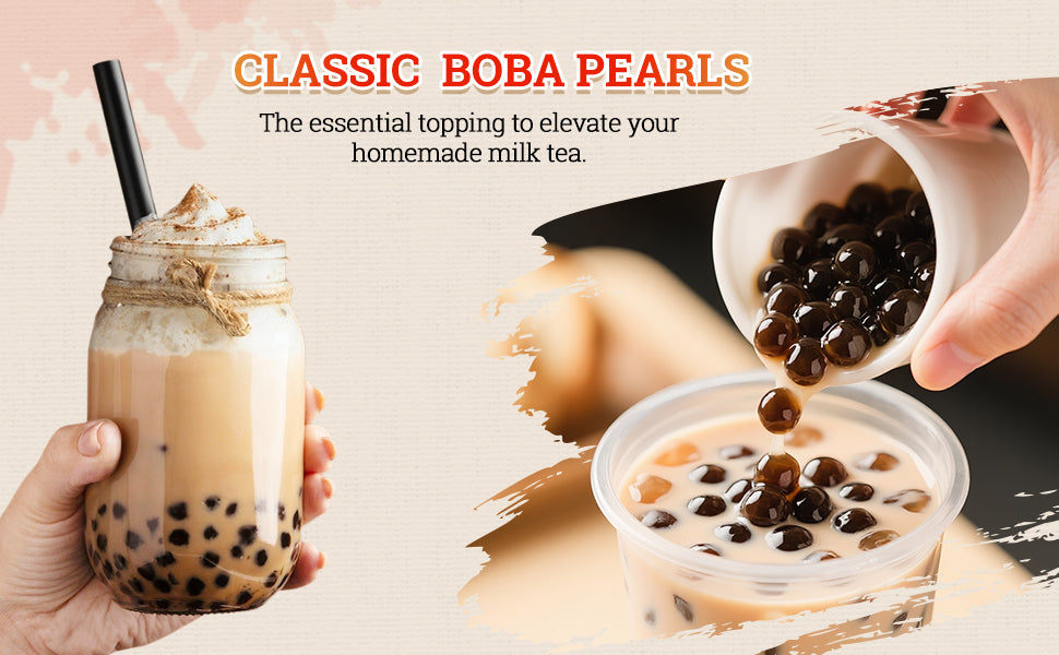 52USA Boba Tapioca Pearls 2.2LB, Fresh Bubble Tea Pearl, Quick Cook Black Plearls for Milk Tea, Smoothies, Desserts and Drinks-Ready in 5 Minutes