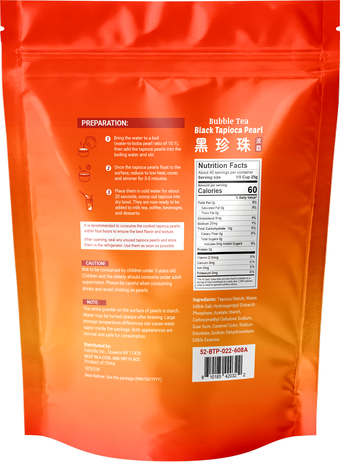 52USA Boba Tapioca Pearls 2.2LB, Fresh Bubble Tea Pearl, Quick Cook Black Plearls for Milk Tea, Smoothies, Desserts and Drinks-Ready in 5 Minutes