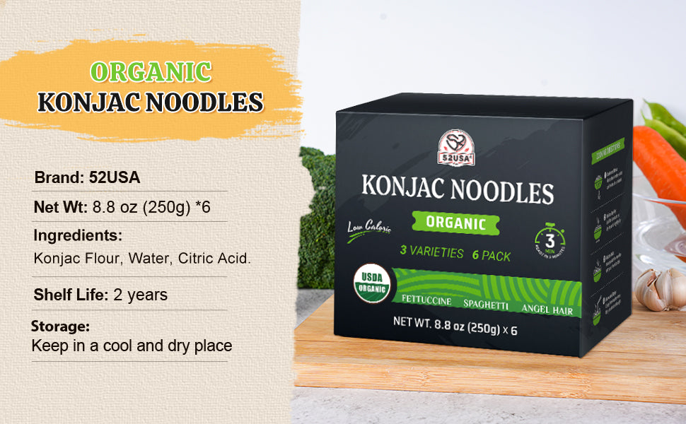 52USA Asian Light Noodle Meal Kit: Shirataki Noodles 12-Pack + Chinkiang Black Rice Vinegar 16.9oz + Low Sodium Soy Sauce 16.2oz – Ready-to-Eat Low-Fat Flavor Bundle