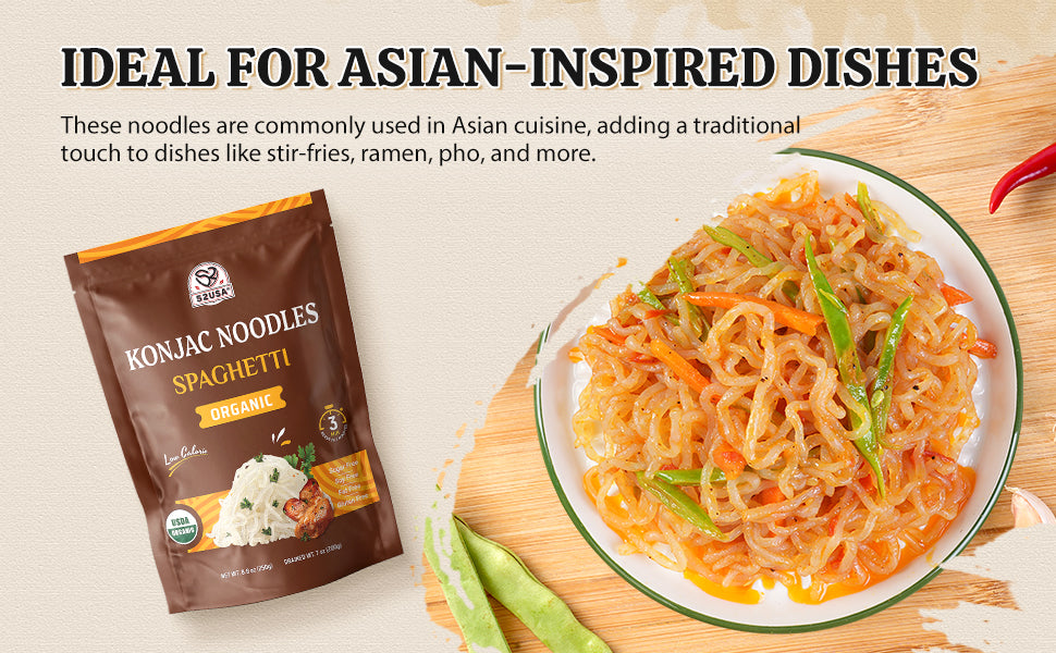 52USA Asian Light Noodle Meal Kit: Shirataki Noodles 12-Pack + Chinkiang Black Rice Vinegar 16.9oz + Low Sodium Soy Sauce 16.2oz – Ready-to-Eat Low-Fat Flavor Bundle