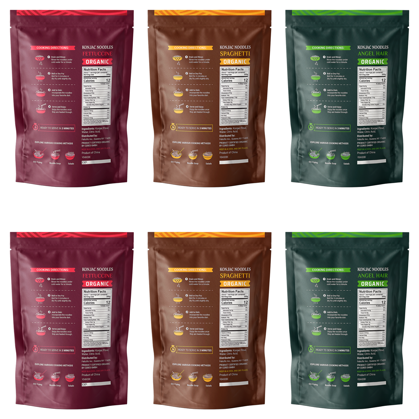 52USA Asian Light Noodle Meal Kit: Shirataki Noodles 12-Pack + Chinkiang Black Rice Vinegar 16.9oz + Low Sodium Soy Sauce 16.2oz – Ready-to-Eat Low-Fat Flavor Bundle