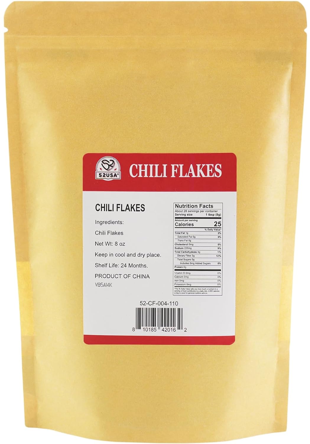 52USA Premium Sichuan Chili Flakes, 8 OZ